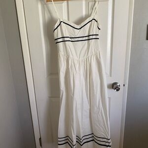 Elegant White Sailor Inspired Midi dress -White Lotus inspired